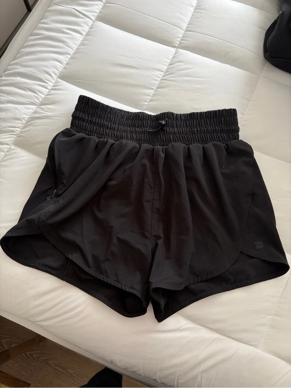 all in motion Black Athletic Shorts with Smocked Waistband